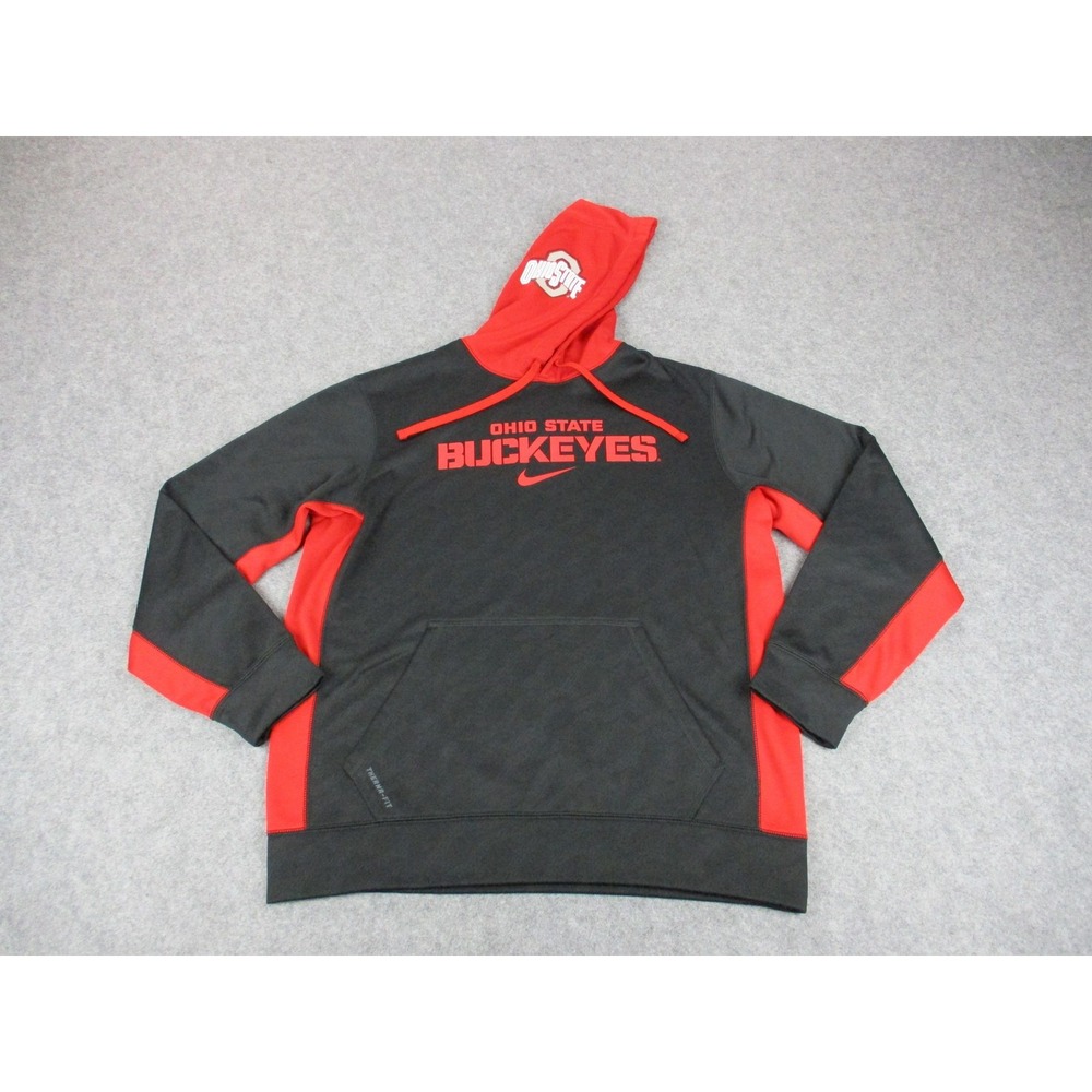 Ohio State Buckeyes Hoodie Mens Medium Black Red Nike Therma Fit NCAA Football